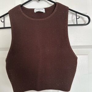 Babaton Chocolate Ribbed Tank Top